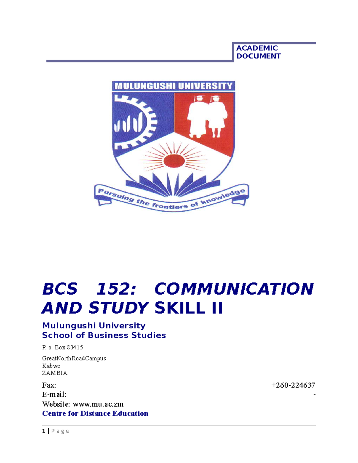 BCS 152 Module: Effective Communication Strategies and Principles - Document Preview