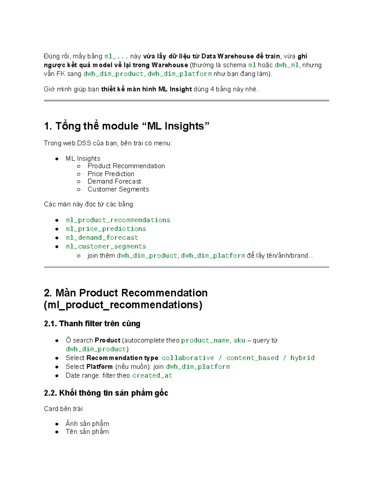 ML Insights Design for Course ML - FPTTTTTTTT A - Studocu