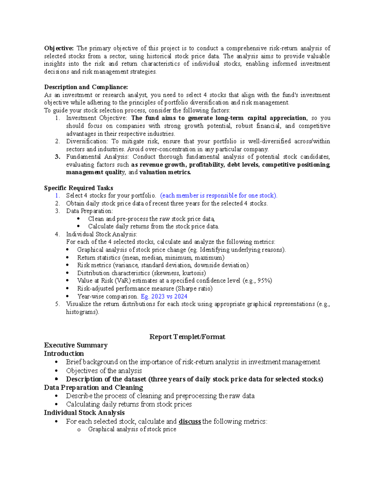 Group Assignment I: Stock Analysis & Portfolio Diversification - Studocu