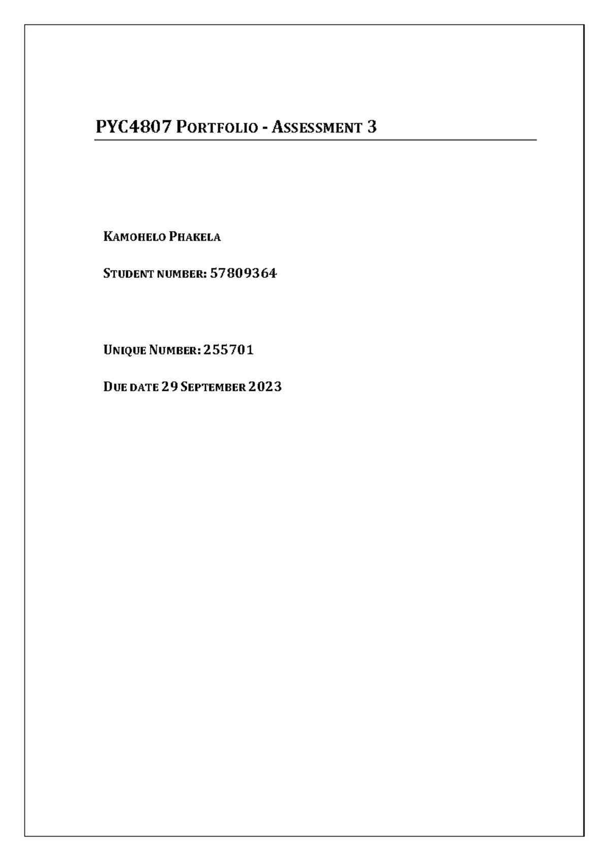 PYC4807 Final Exam: Psychological Assessment Portfolio Summary - Studocu