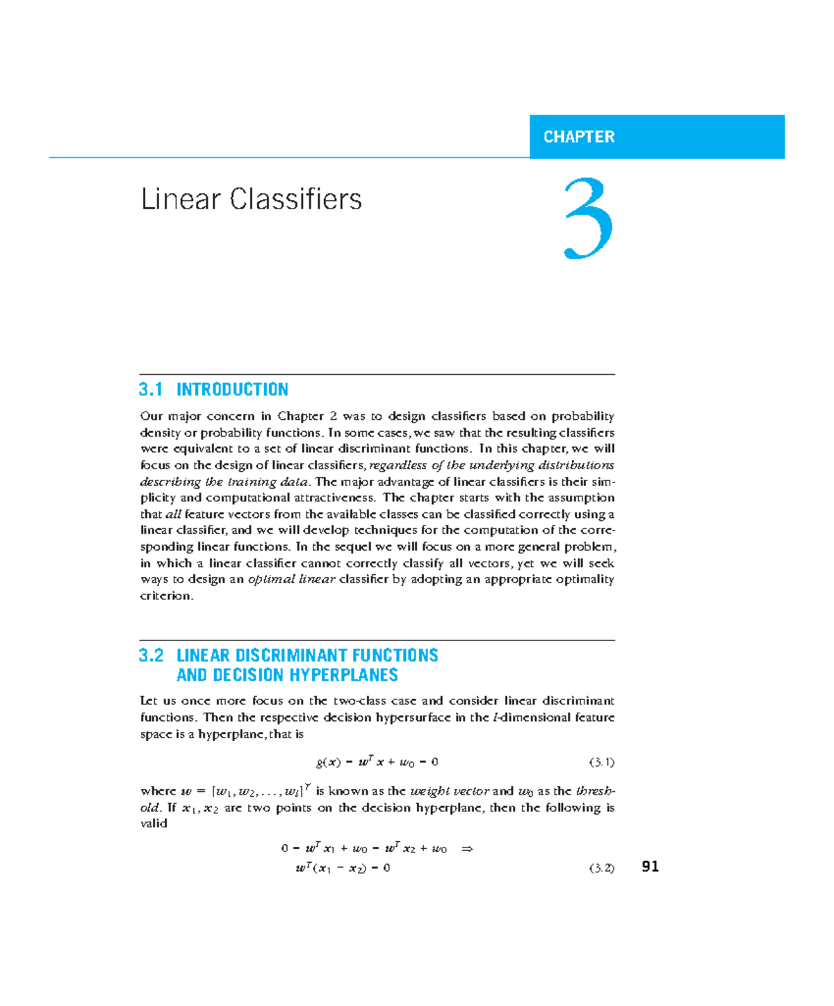 Chapter 3: Linear Classifiers in Pattern Recognition (2009) - Studeersnel