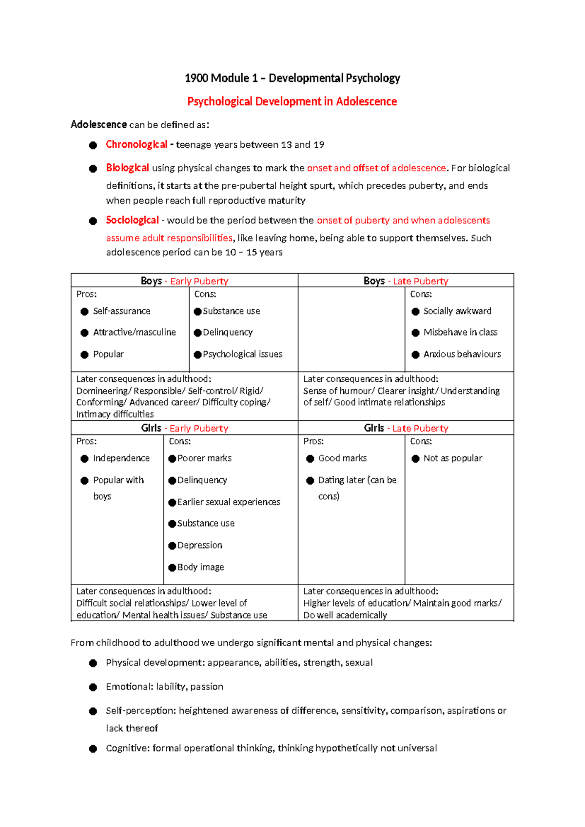 1900 Module 1.3 - Adolescence: Key Concepts in Psychological ...
