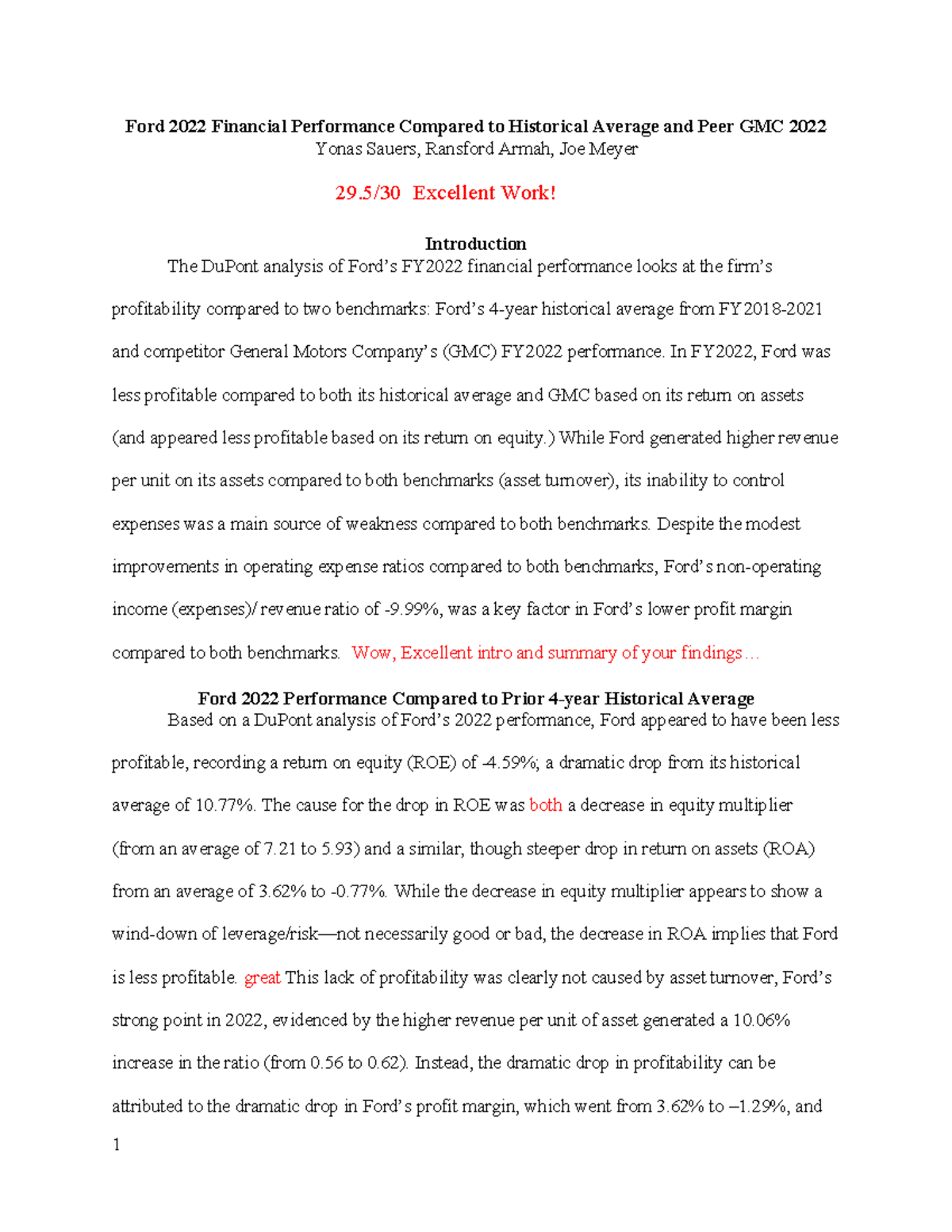Ford vs GMC Financial Performance Analysis - Final Exam Report - Studocu