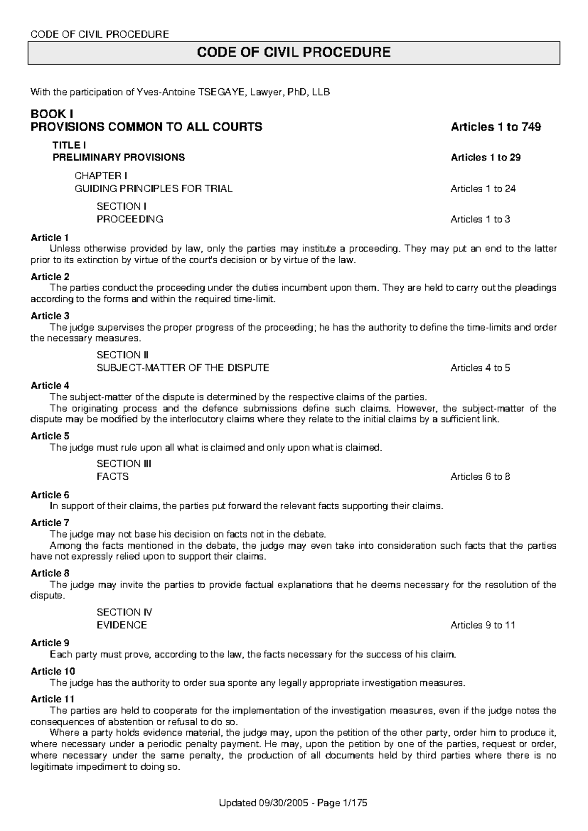 CODE OF CIVIL PROCEDURE: Comprehensive Overview and Key Articles - Studocu