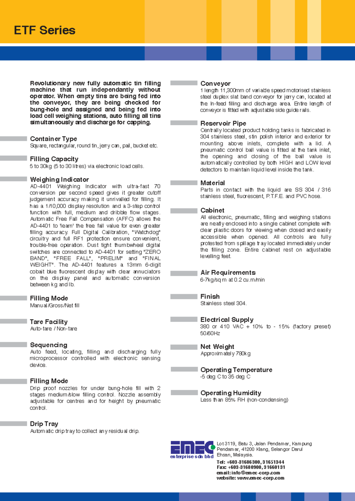 ETF0027: Automatic Tin Filling Machine Overview and Specifications ...