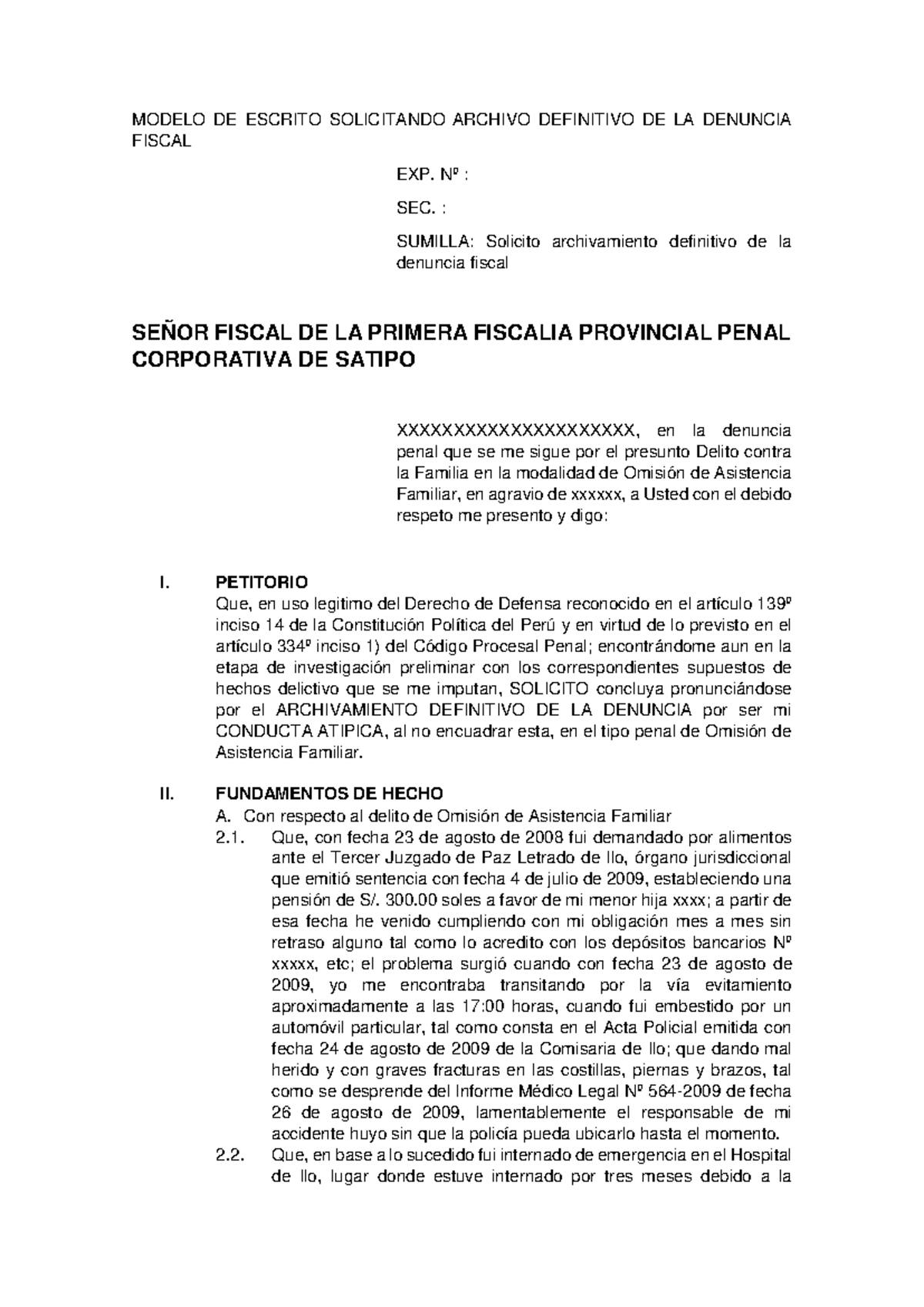 Modelo de Solicitud de Archivamiento Definitivo - Vsip - Document Preview