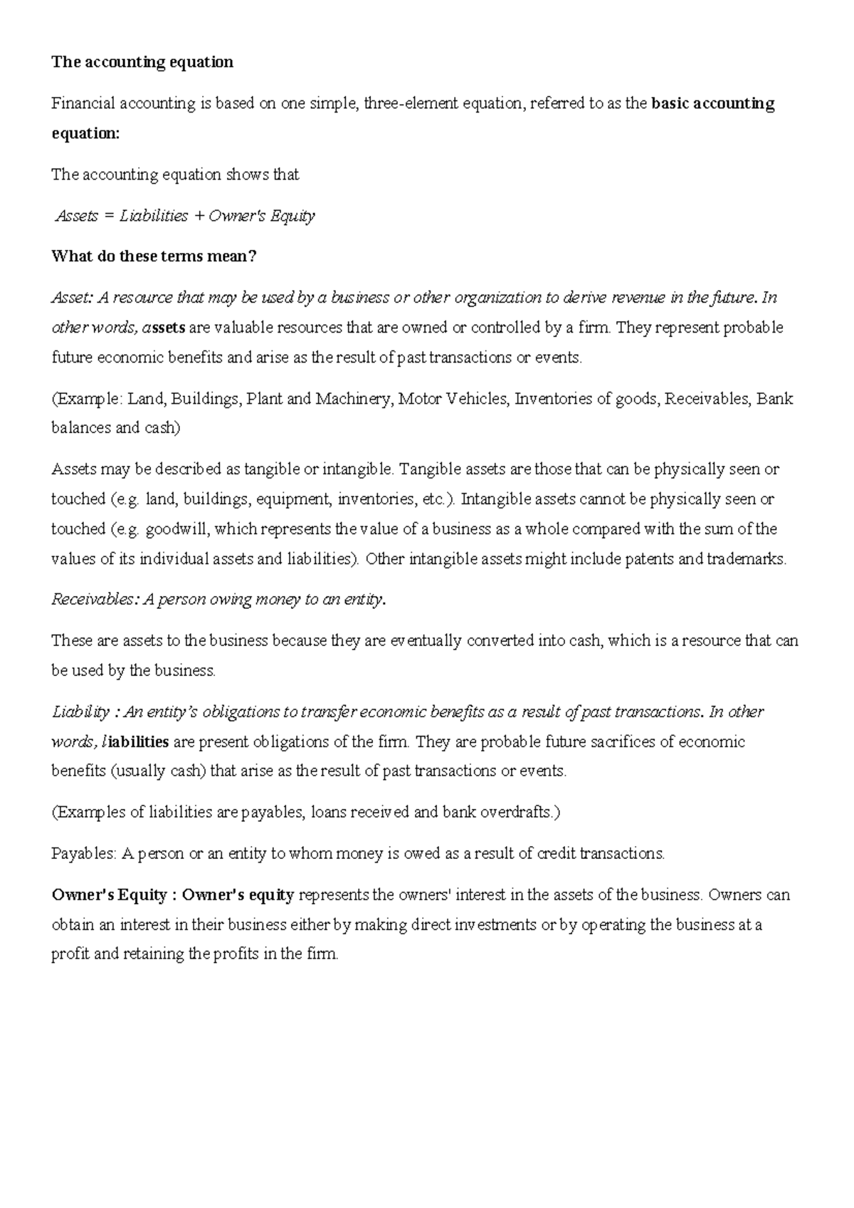 Chapter 1: Accounting Equation Explained - Assets, Liabilities & Equity ...