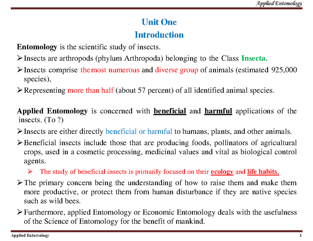 Applied Entomology Tutorial: Introduction to Insect Studies and ...