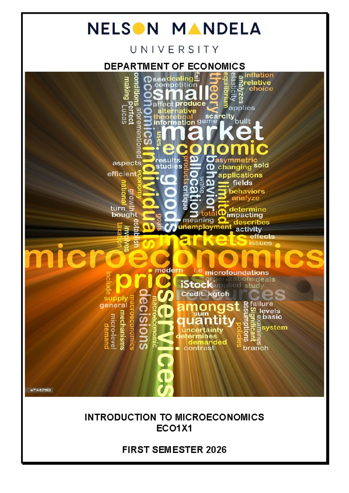 ECO1X1 Microeconomics Module Outline for First Semester 2026 - Studocu