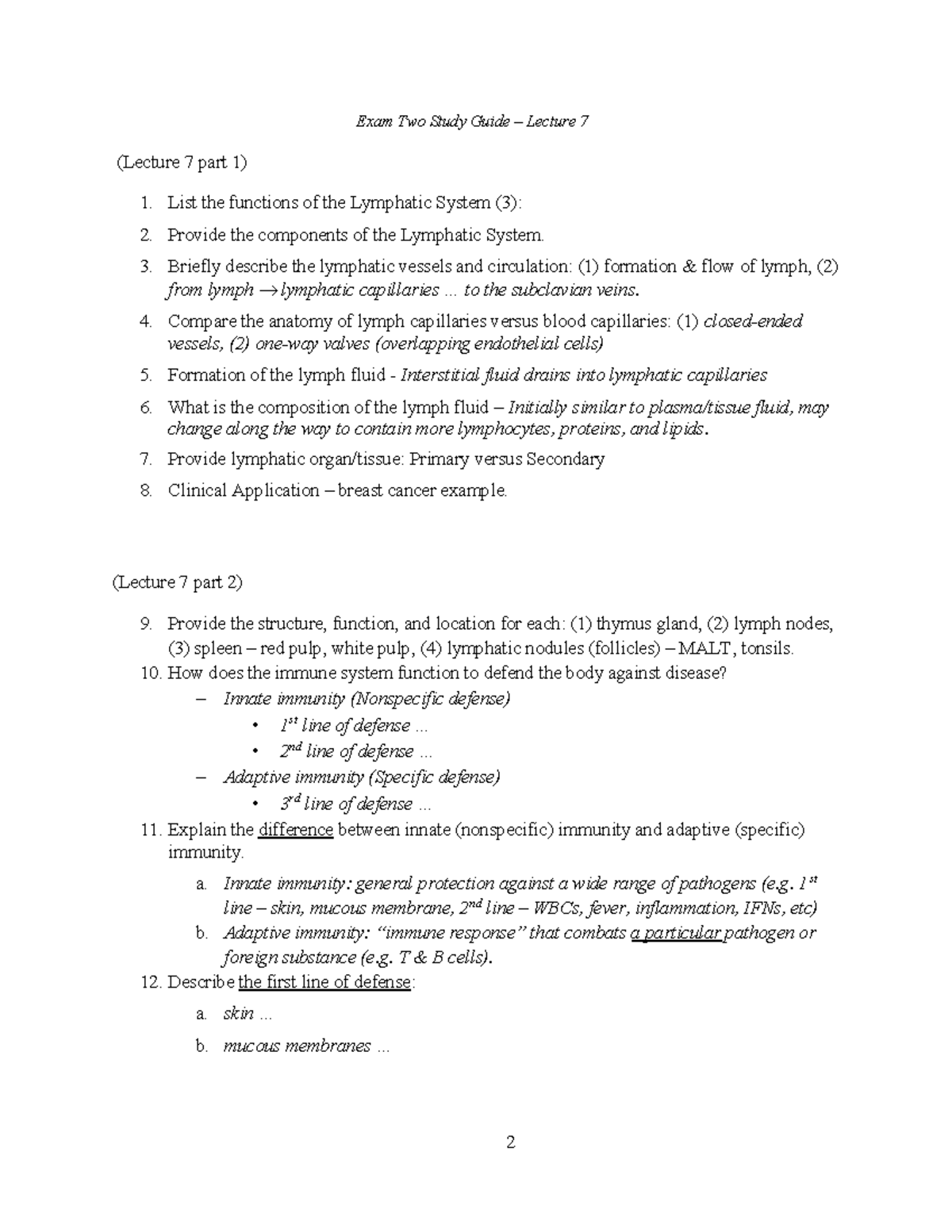 Study+Guide+-+Lecture+7 - 2 Exam Two Study Guide – Lecture 7 (Lecture 7 ...