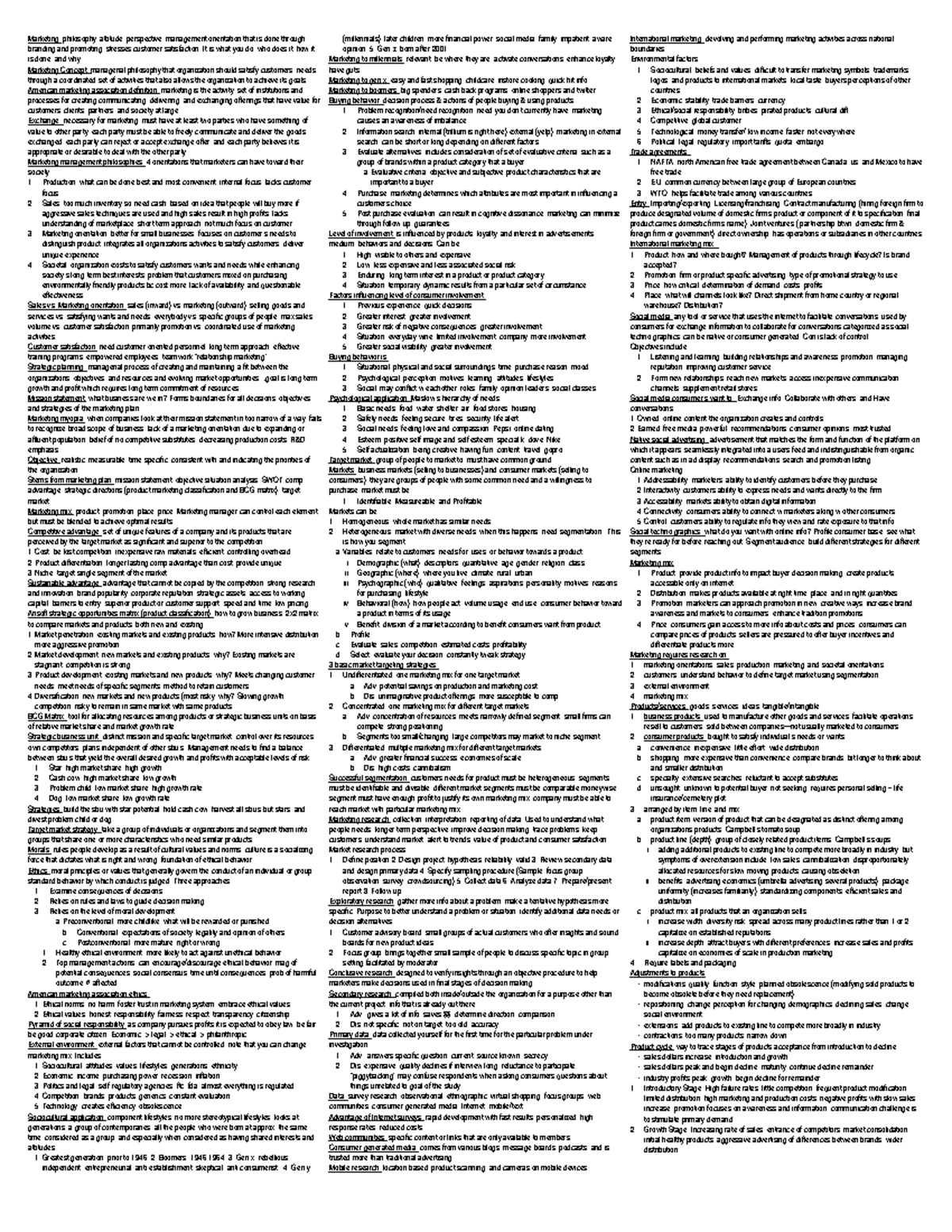 Marketing 101: Final Exam Cheat Sheet Review & Key Concepts - Studocu