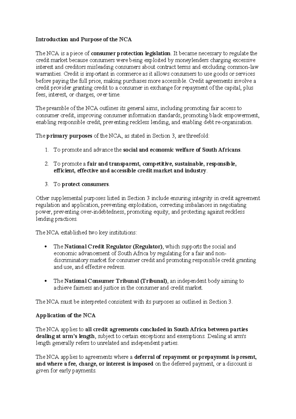Overview of Consumer Rights & Responsibilities under the NCA - Studocu