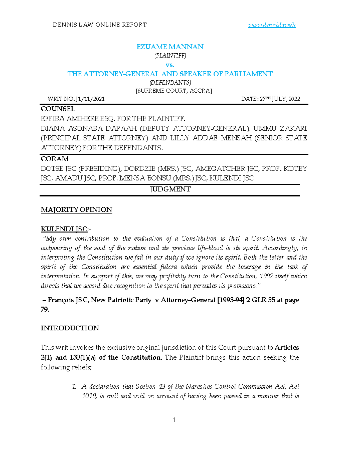 Analysis of Section 43 of the Narcotics Control Commission Act 2020 ...