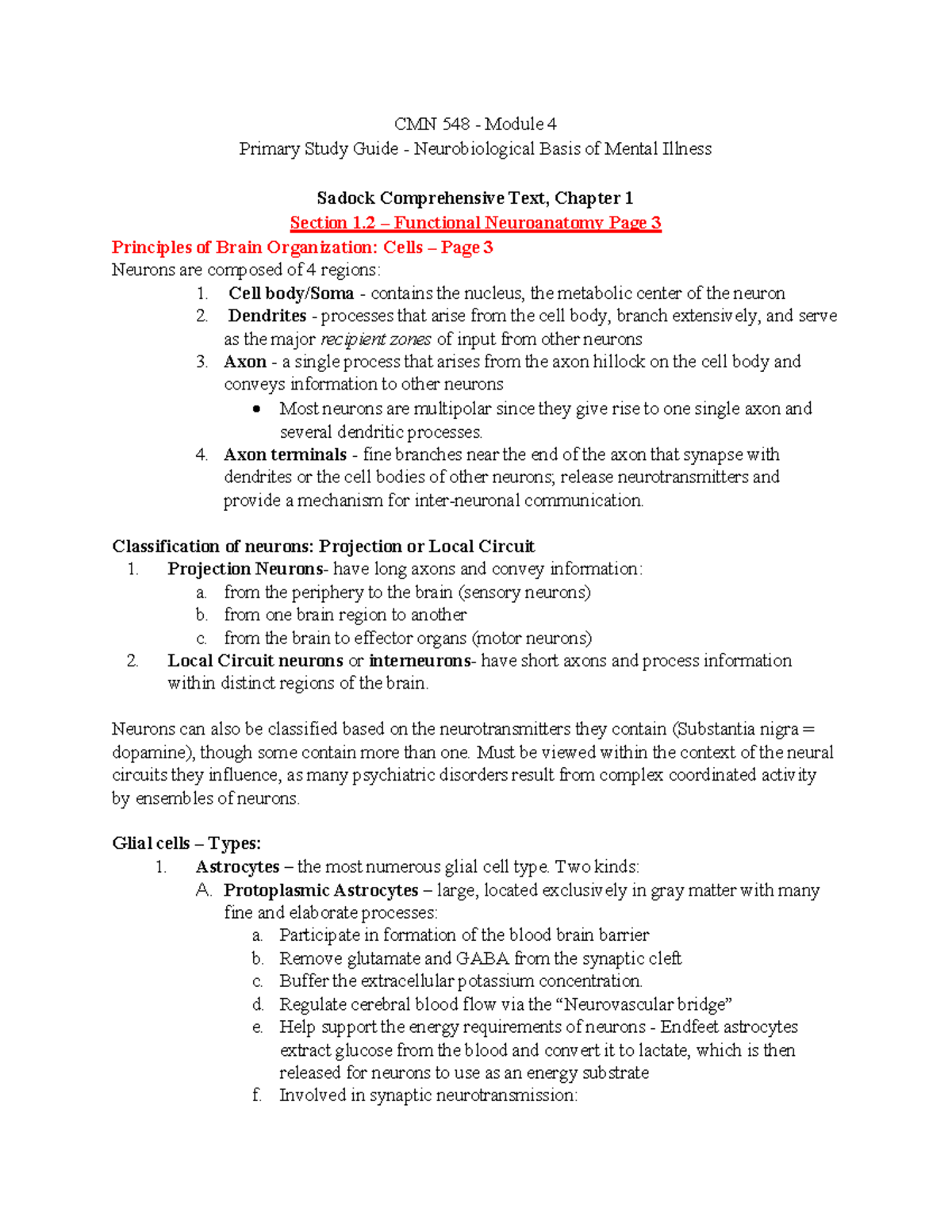 CMN 548 Module 4 Study Guide: Neurobiological Basis of Mental Illness ...