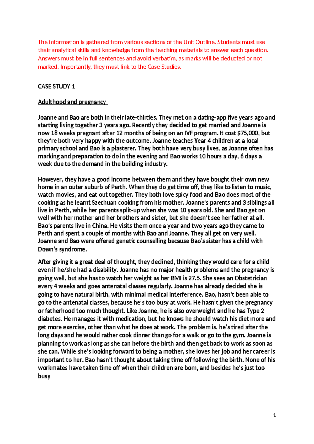 Psychosocial Perspectives Practice Exam (PSYC101) - Case Studies ...