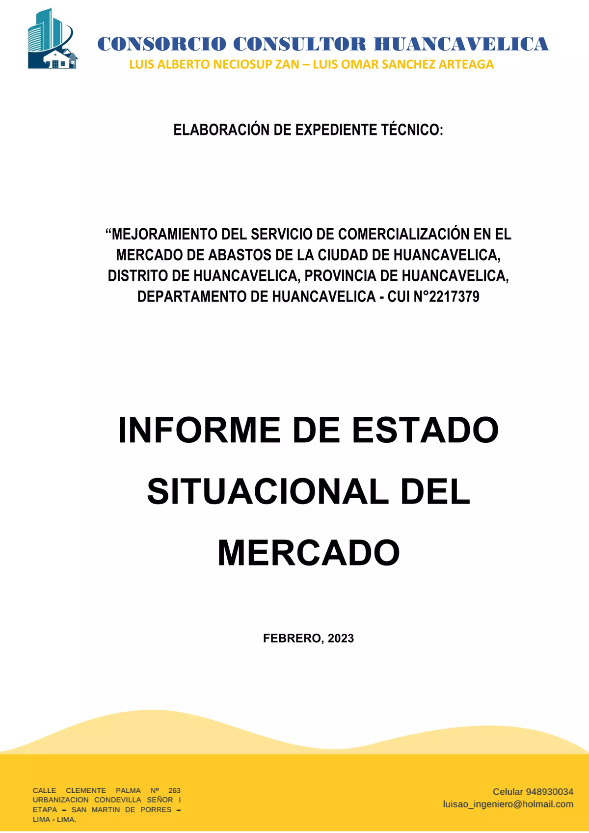 Informe Situacional Mercado Abastos Huancavelica - Febrero 2023 - Document Preview