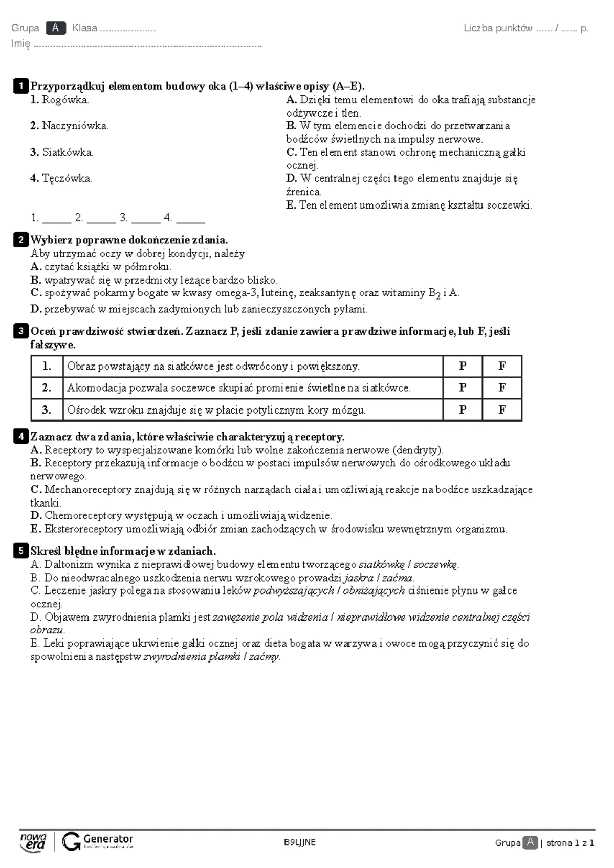 Metodyka Badań Biologicznych Sprawdzian Pdf 1 Liceum