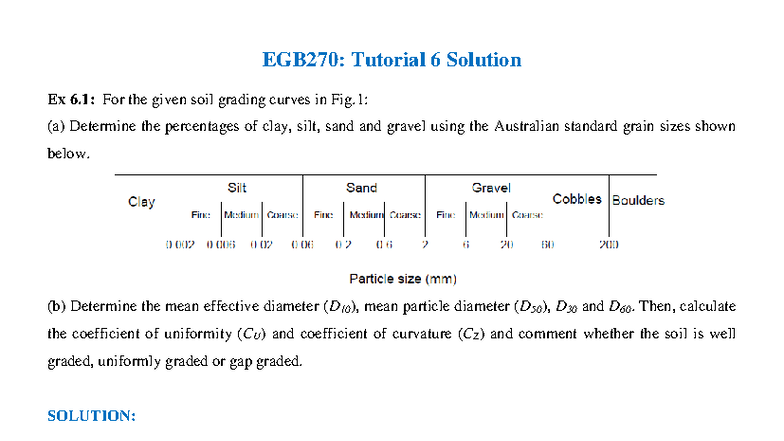 EGB270: Tutorial 6 Solutions for Soil Grading and Analysis - Studocu