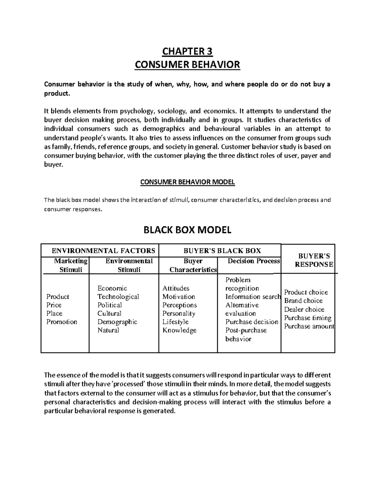 Consumer behavior - fgwquh9irjhwurygvroi - CHAPTER 3 CONSUMER BEHAVIOR ...