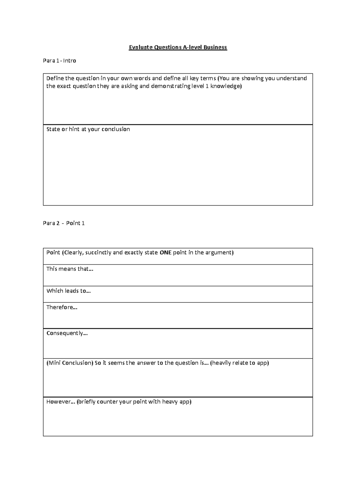 Evaluate Questions Business: Writing Scaffold for Argument Analysis ...