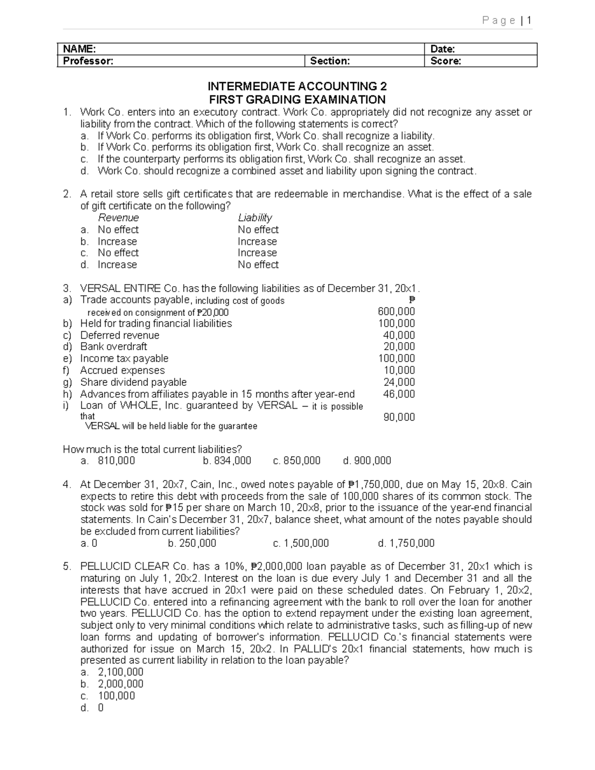 IA 101: Intermediate Accounting 2 Review Materials for P1 Exam - Studocu