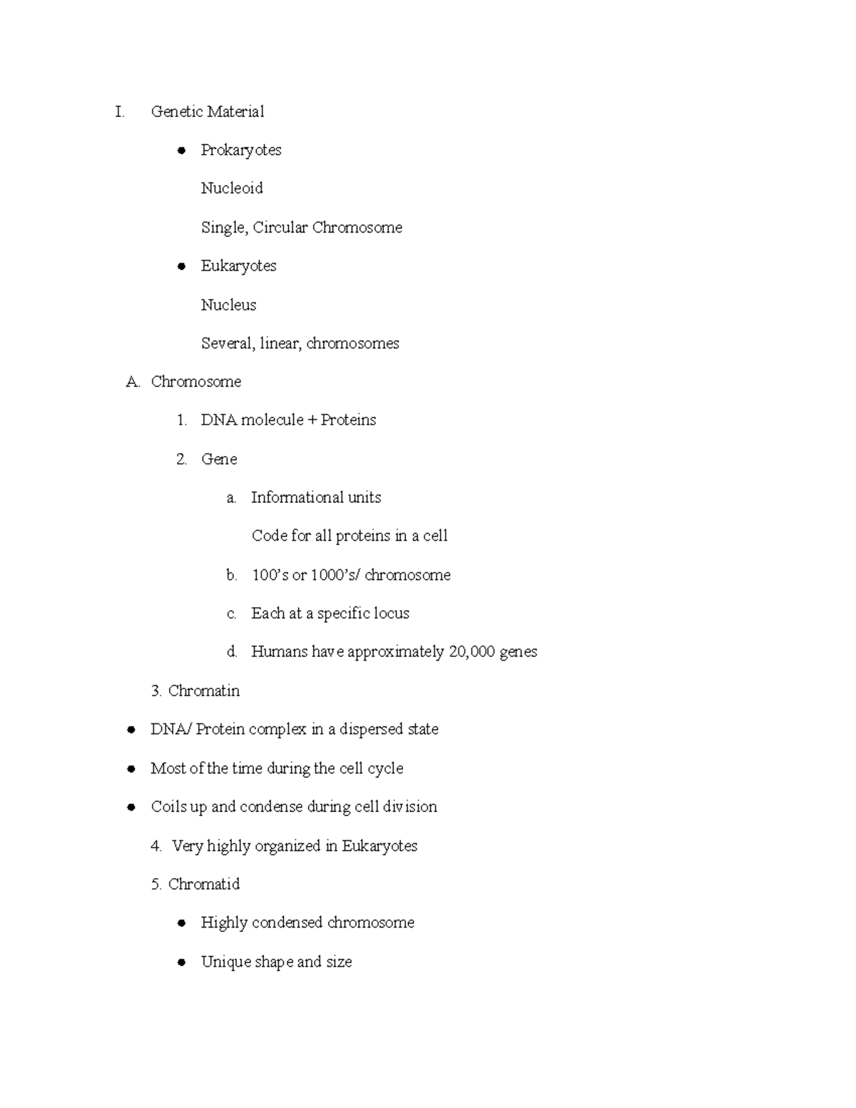 General Biology I Lecture Notes: Chromosomes and Cell Division - Studocu