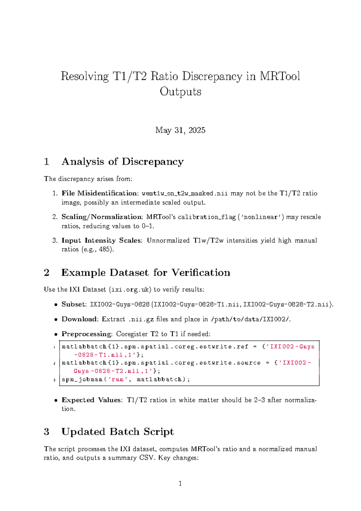 Resolving Ratio Discrepancy in MRTool Outputs - Analysis & Verification ...