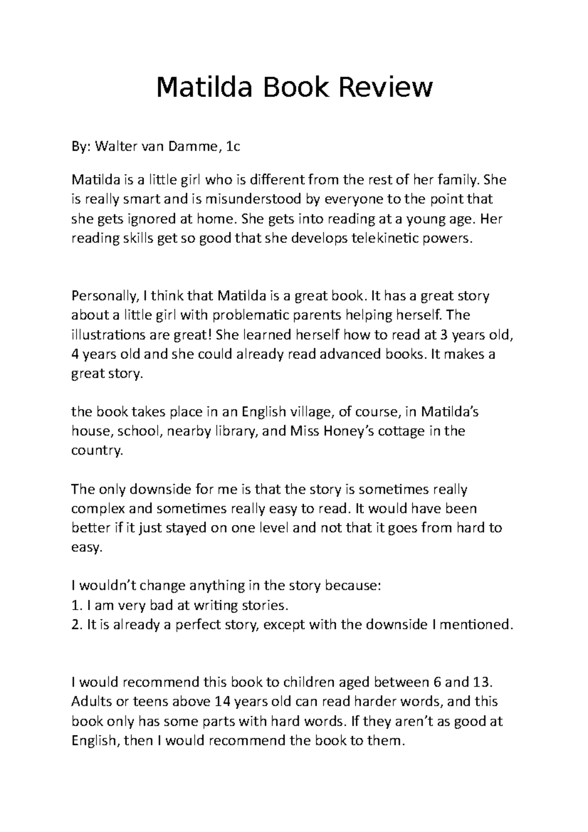 ENG101: Matilda Book Review - A Tale of Intelligence and Resilience ...