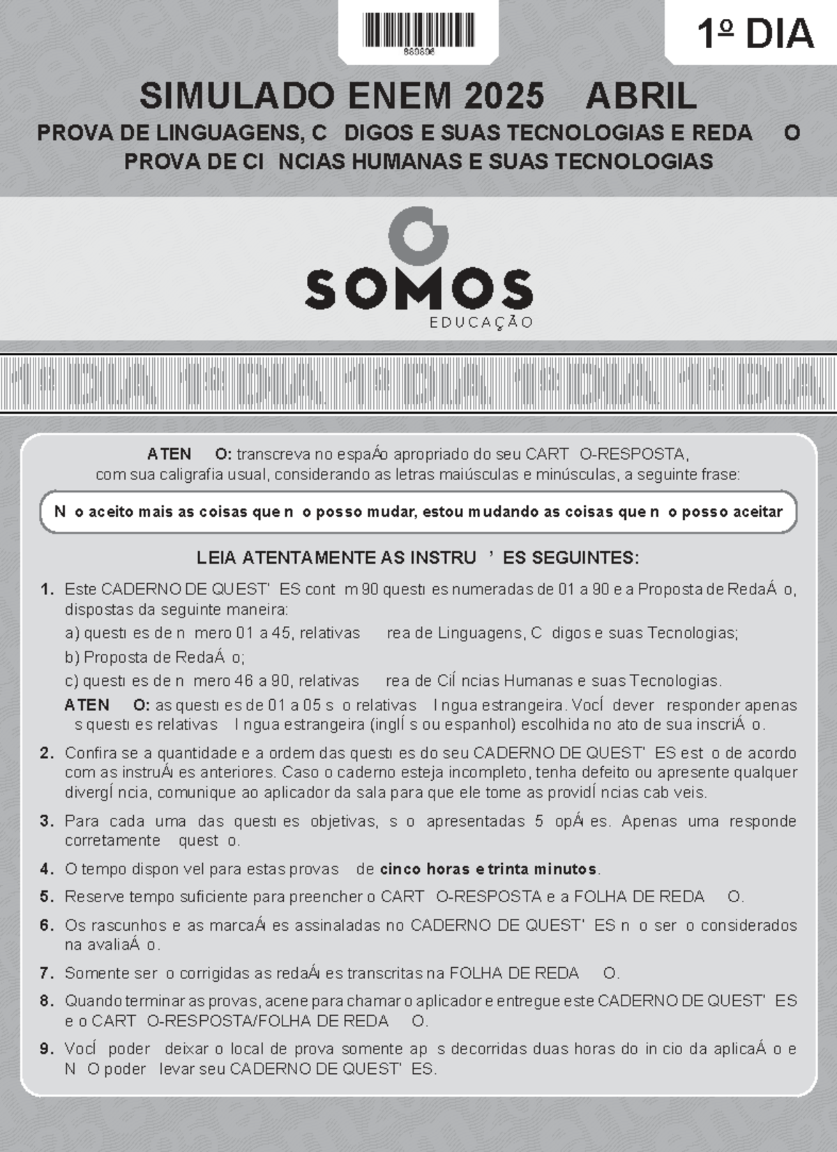 Simulado ENEM 2025 - Prova de Linguagens e Ciências Humanas: 1º Dia ...