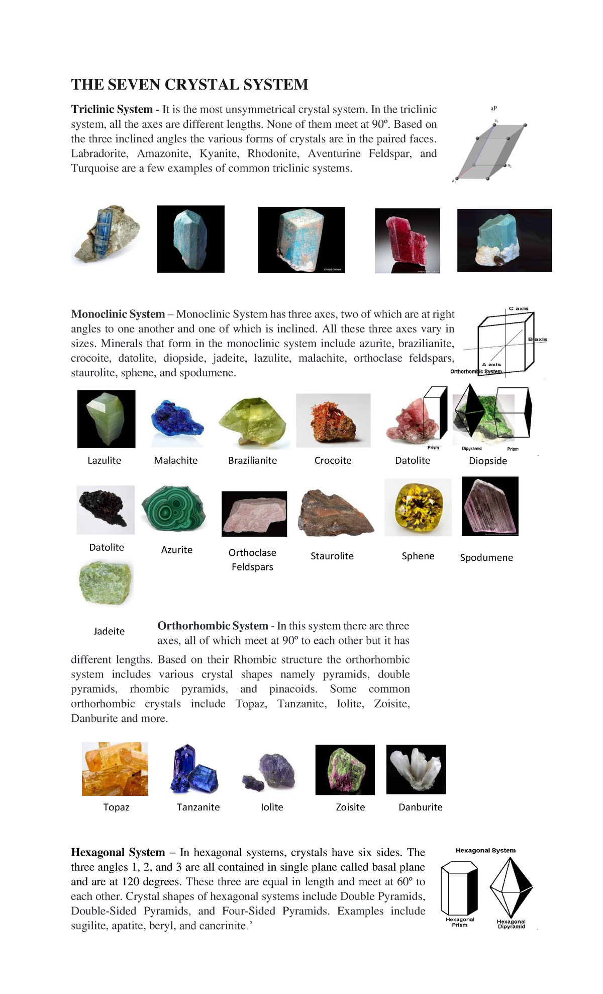 THE Seven Crystal System - Module Geology - THE SEVEN CRYSTAL SYSTEM ...