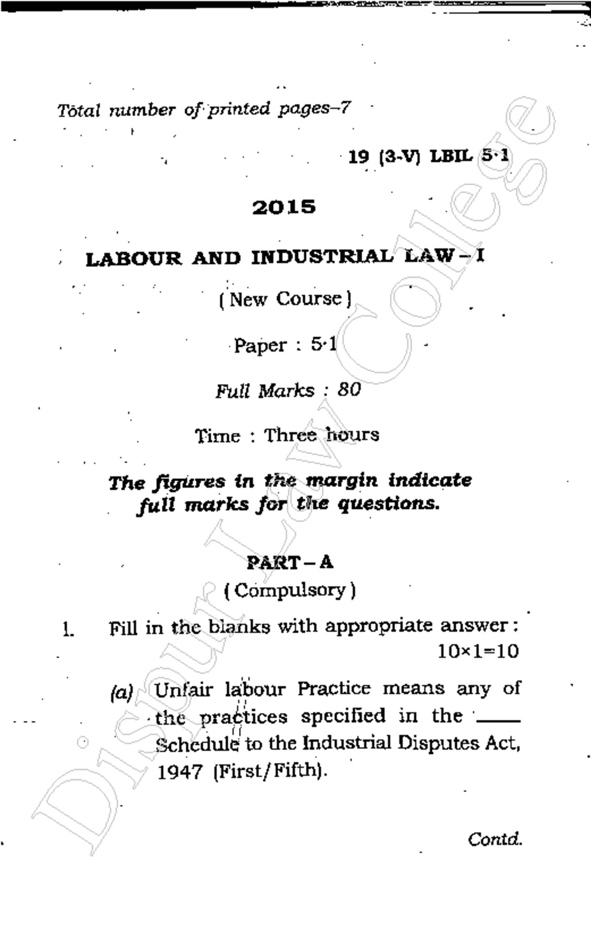 Labour and Industrial Law-I - Bachelor of Law (LLB) - Studocu
