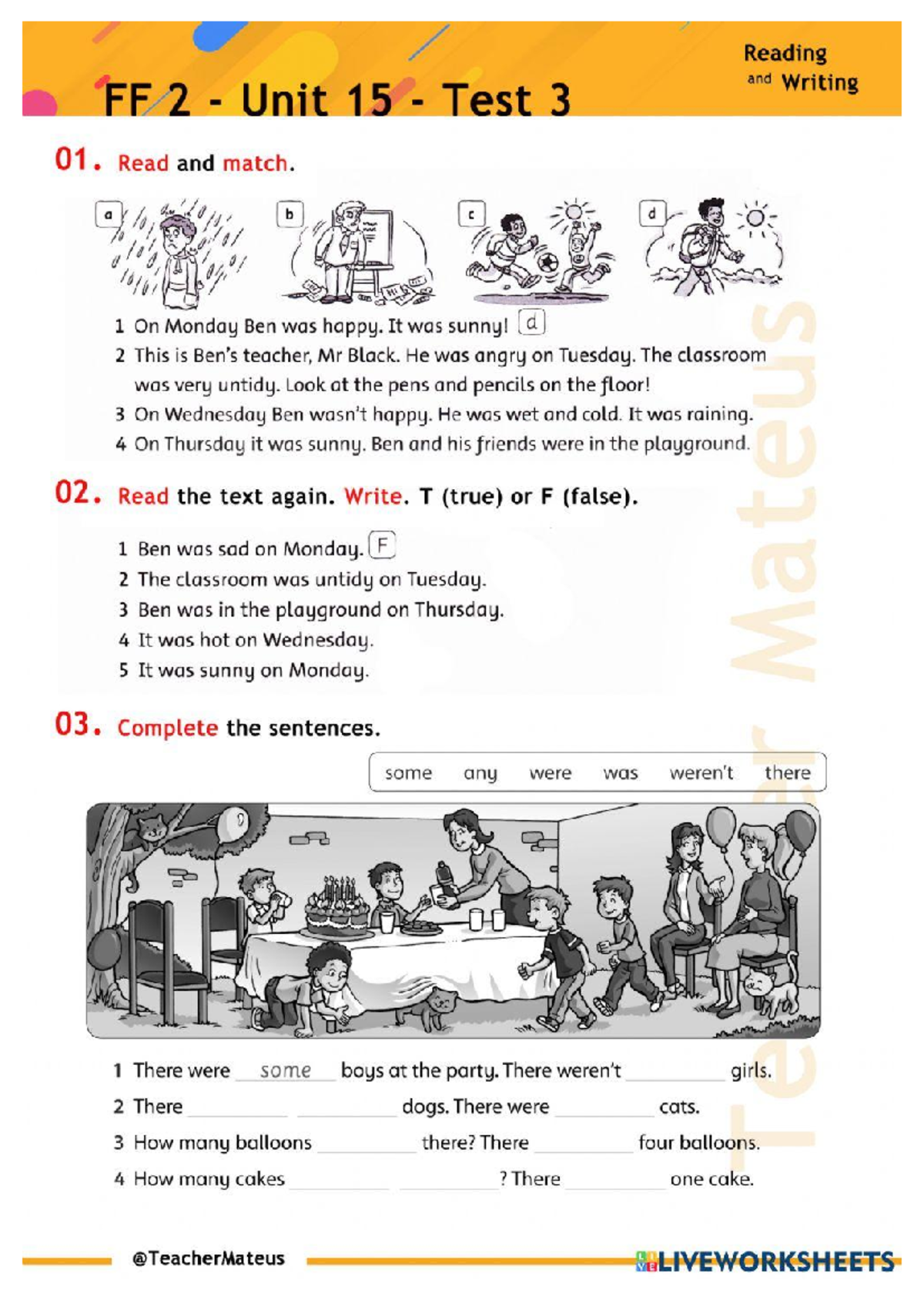 Reading FF 2 Unit 15 Test 3 & Writing 01 Worksheet 2250261 - Studocu