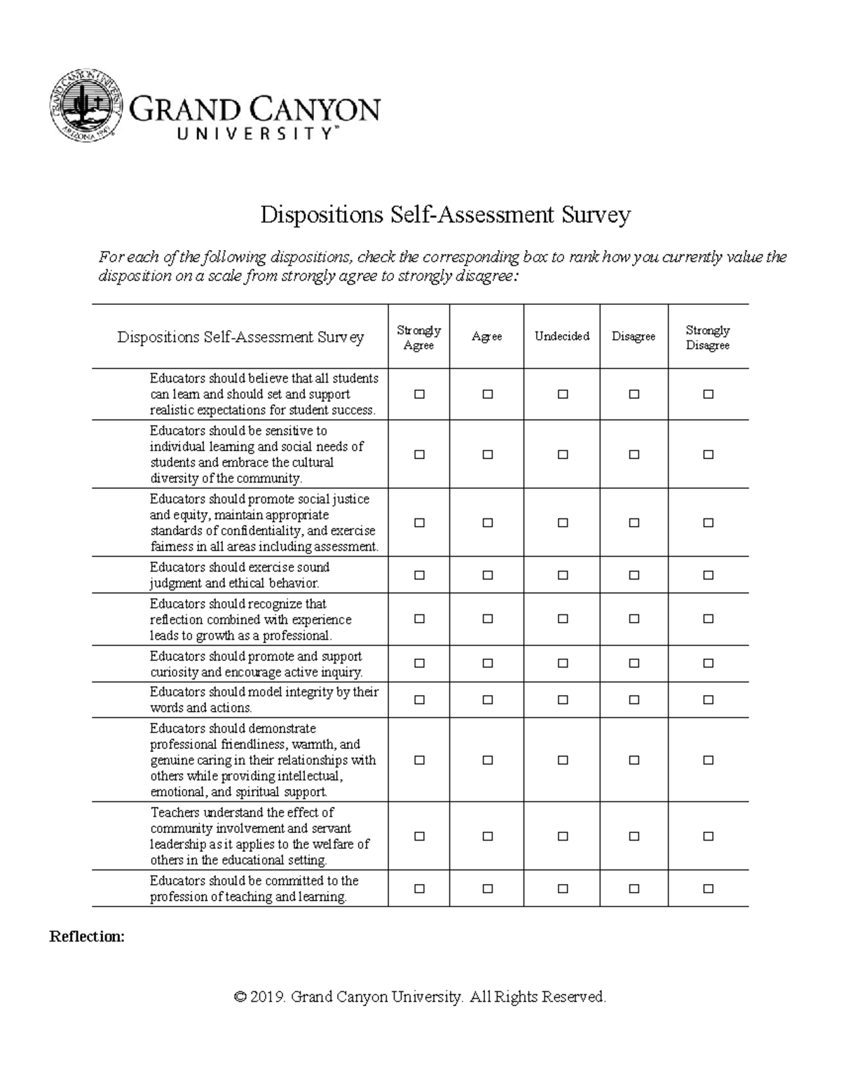SEC-201-T2-RS-Dispositions Self-Assessment Survey and Reflection - Studocu