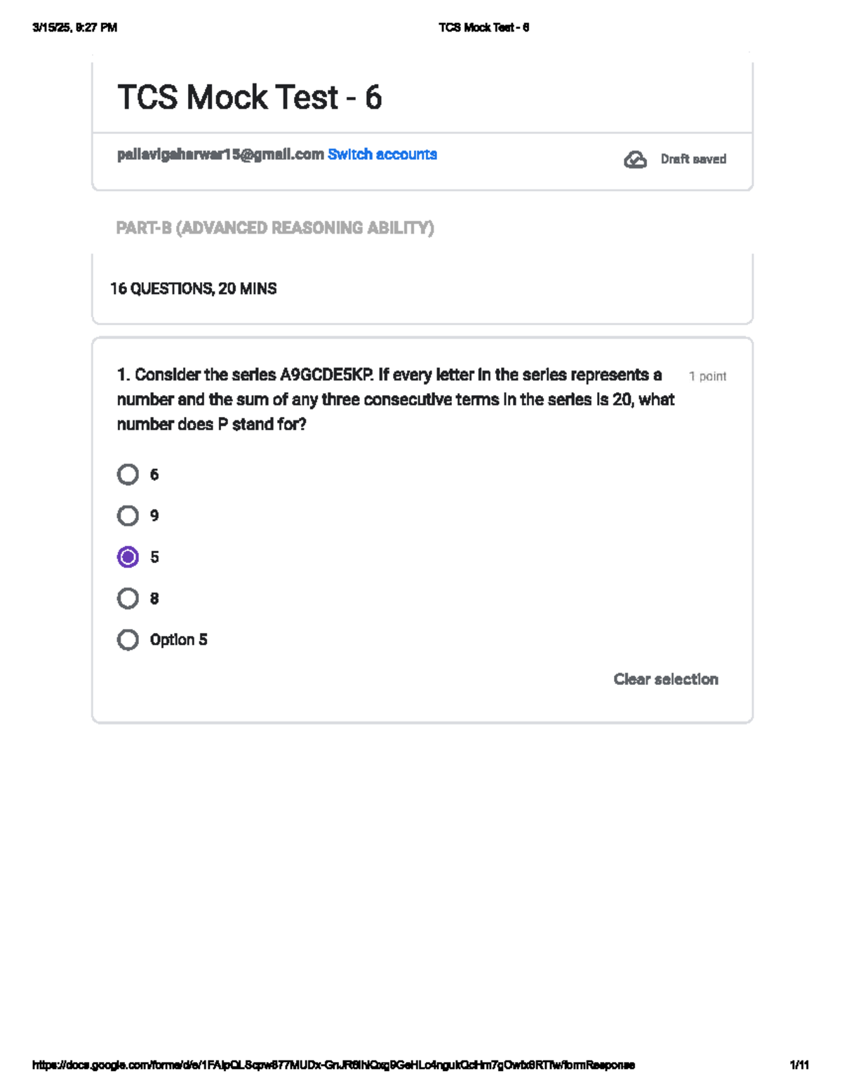 TCS Advanced Reasoning Ability Mock Test 6 - 16 Questions - Studocu