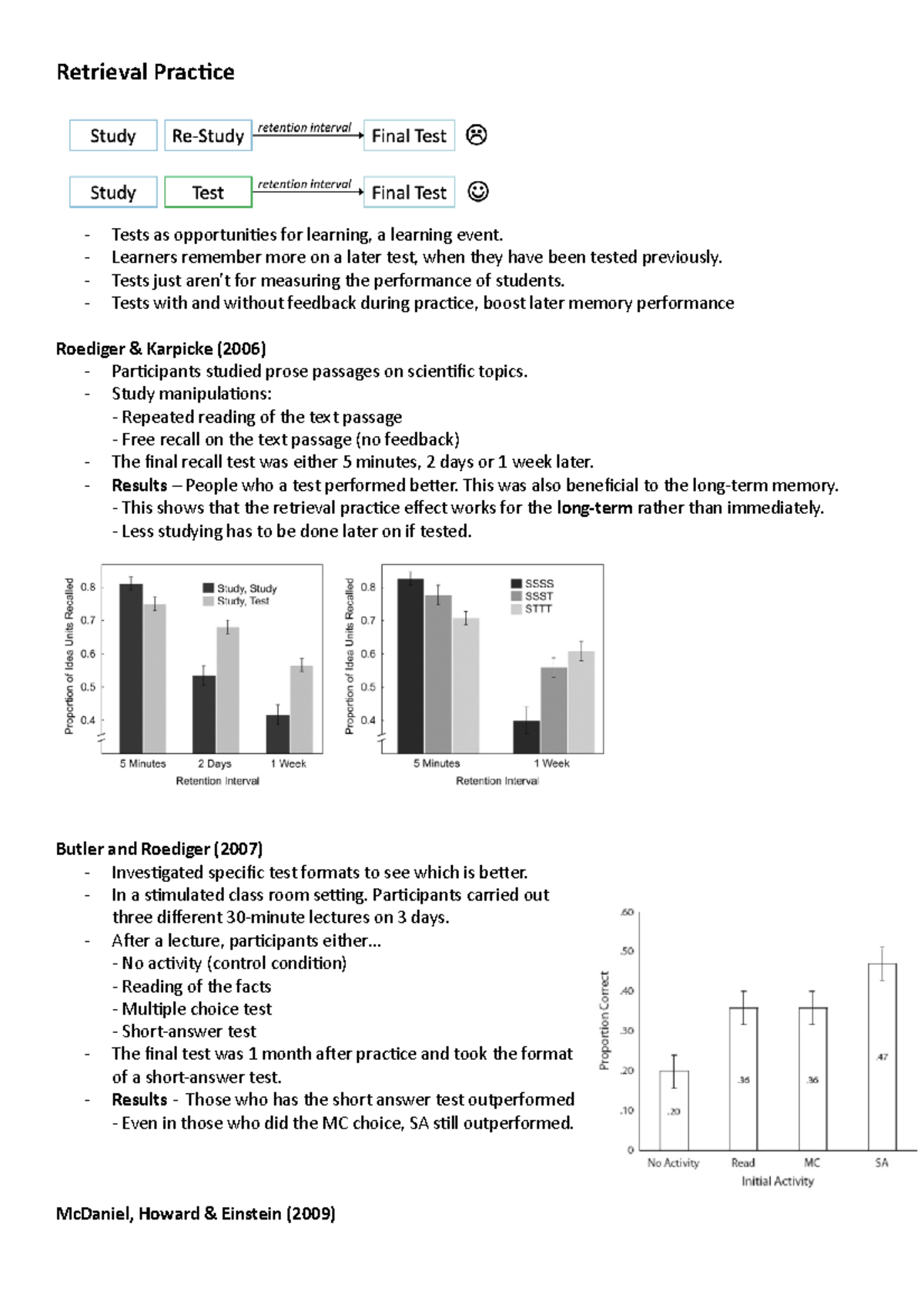 Retrieval Practice: Lecture Notes on Memory Enhancement Techniques ...