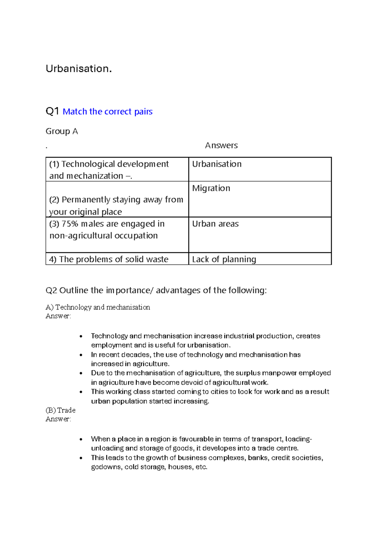Std 9th Urbanisation: Key Concepts and Impacts on Society - Studocu