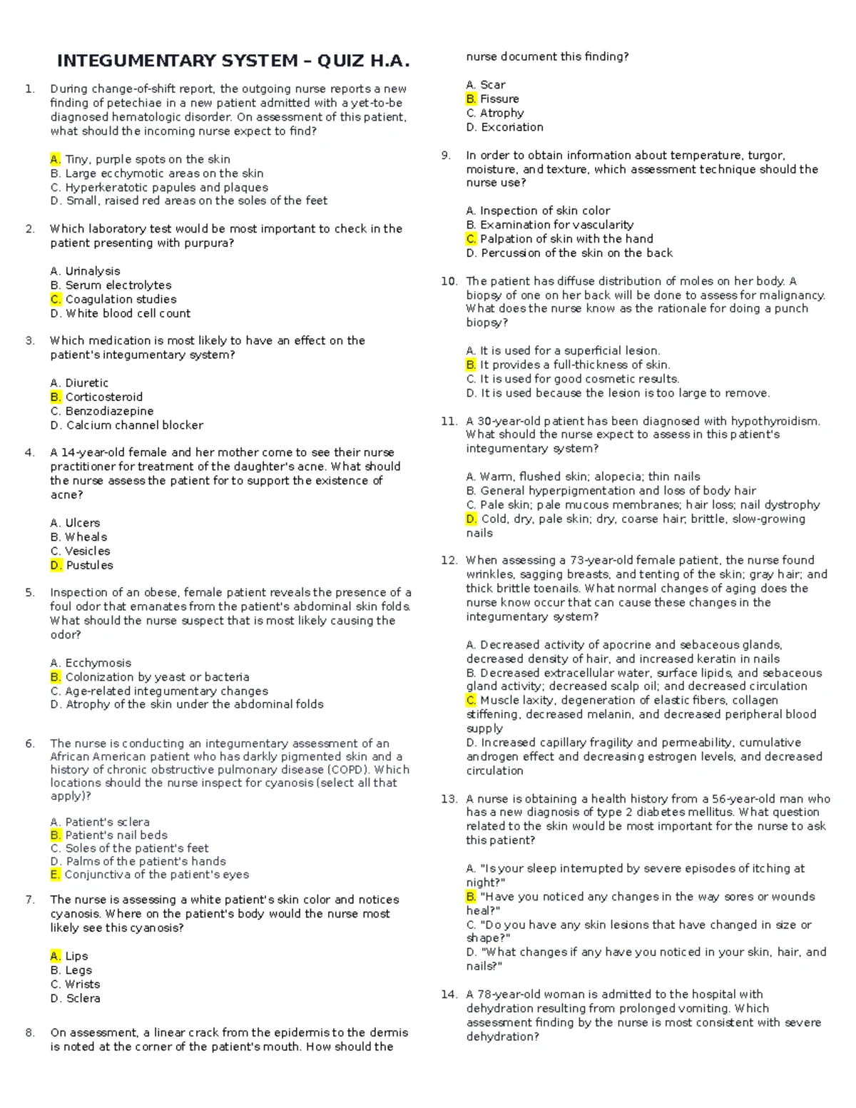 CVA- Performance Checklist for Stroke Assessment and Care Plan - Studocu