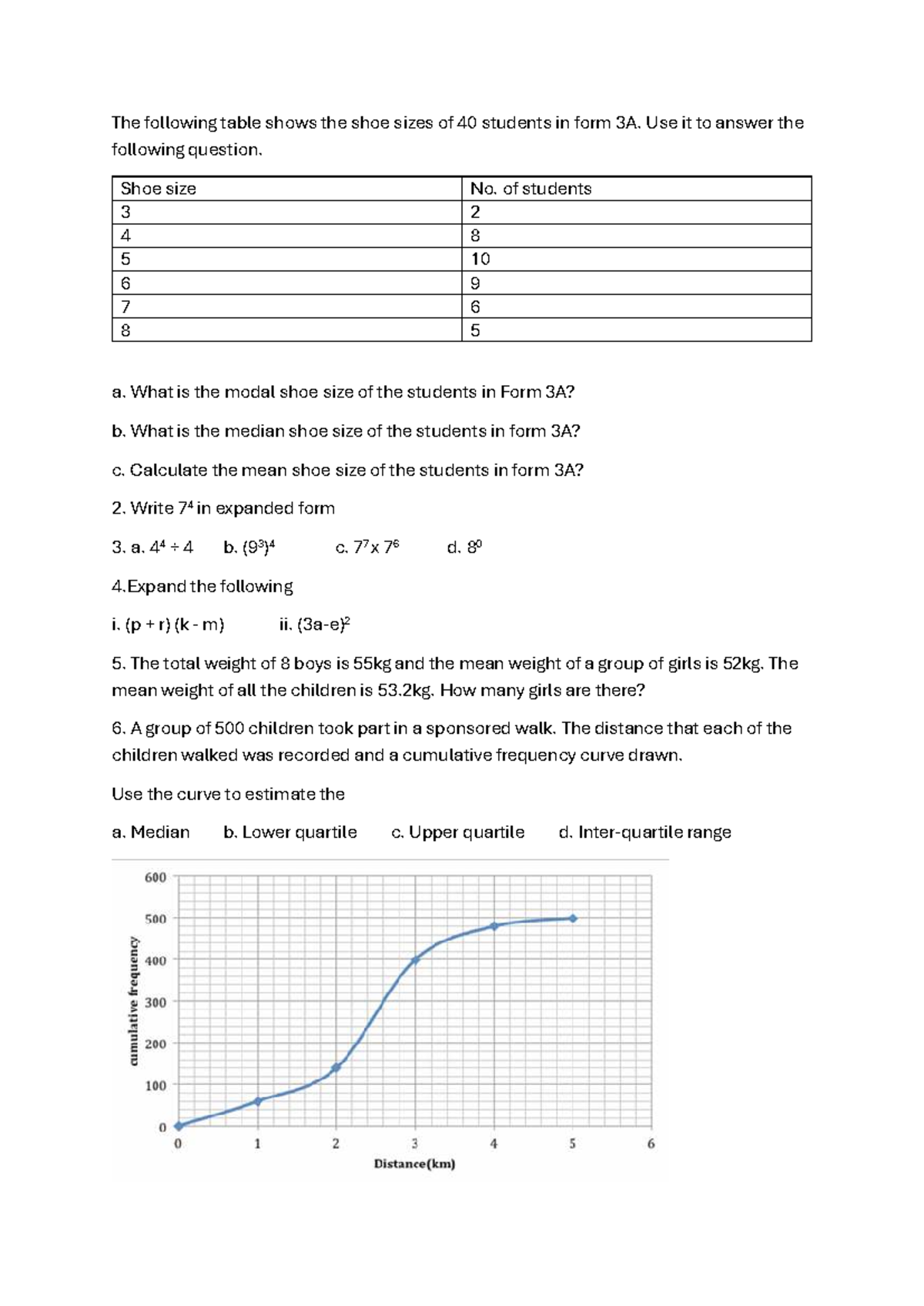 Frequency Graphs Practice - JC MATHS (Form 3A) - Studocu