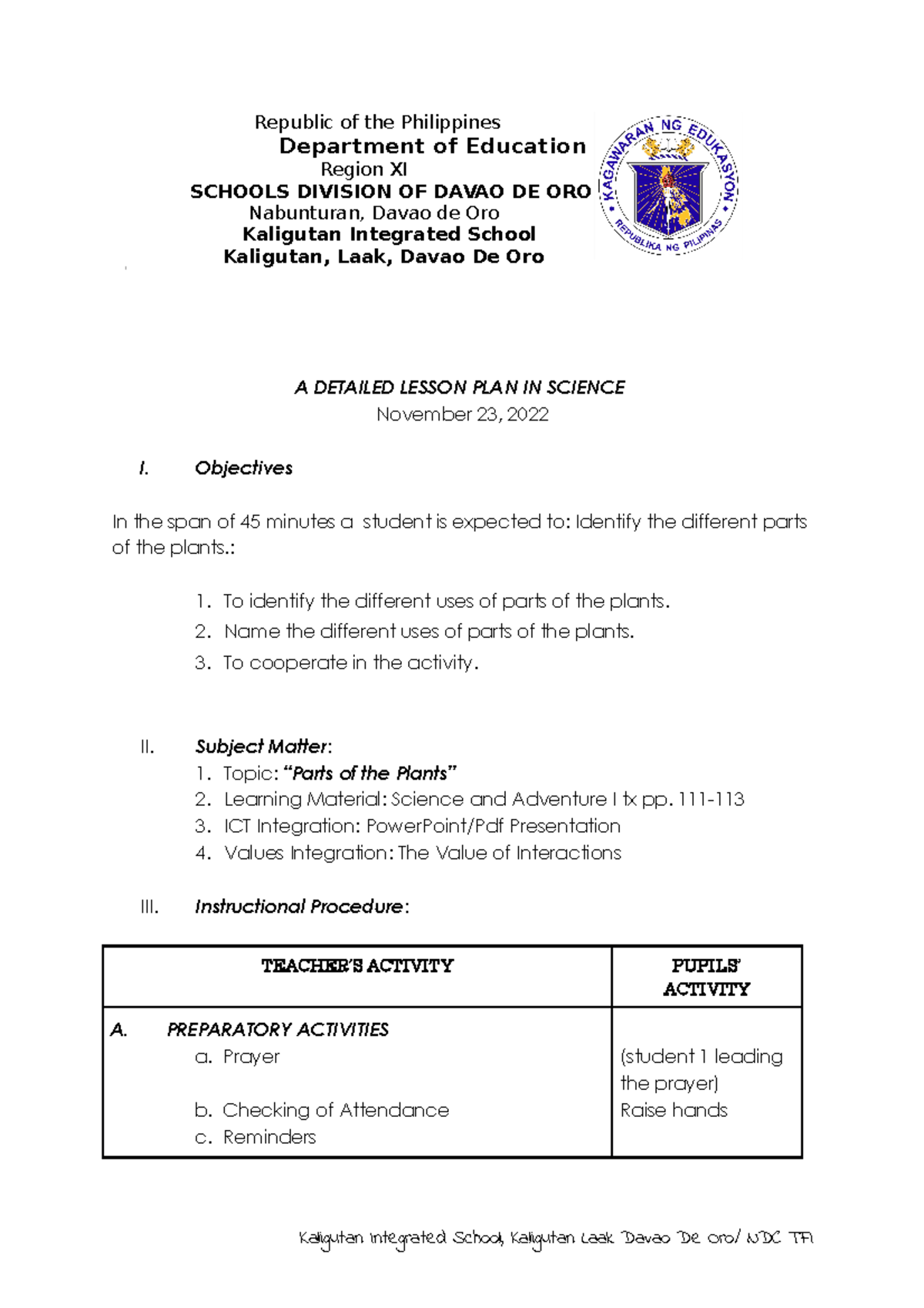 Final Output Lesson PLAN IN Science - Republic of the Philippines ...