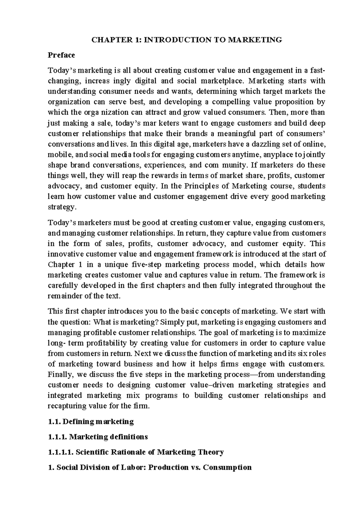 CHAPTER 1: INTRODUCTION TO MARKETING - Key Concepts and Frameworks ...