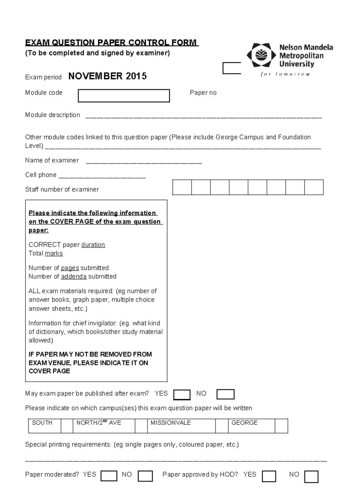 JLT211 November 2015 - Exam Question Paper Control Form - Studocu