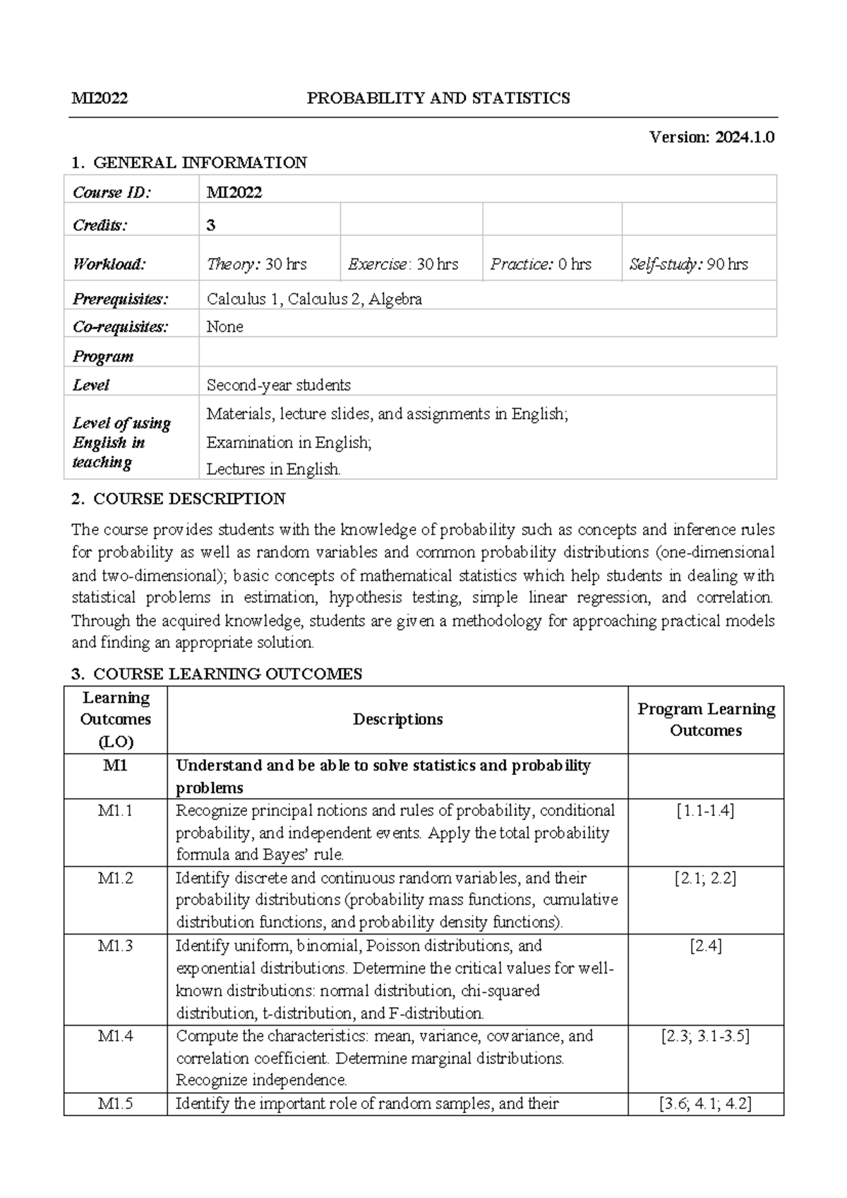 MI2022 Probability and Statistics ICT Final Exam Review 2024 - Studocu