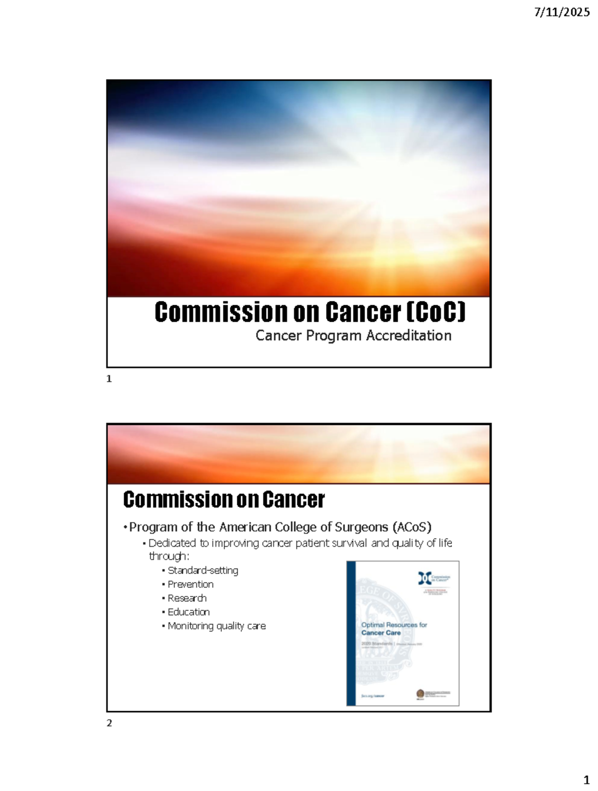 CoC Accreditation Program Overview and Standards Guide - Studocu