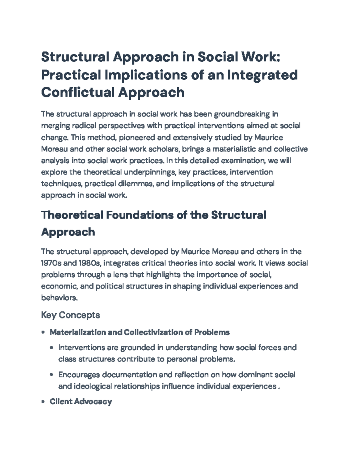 A Structural Approach to Social Work: Practical Implications & Advocacy ...