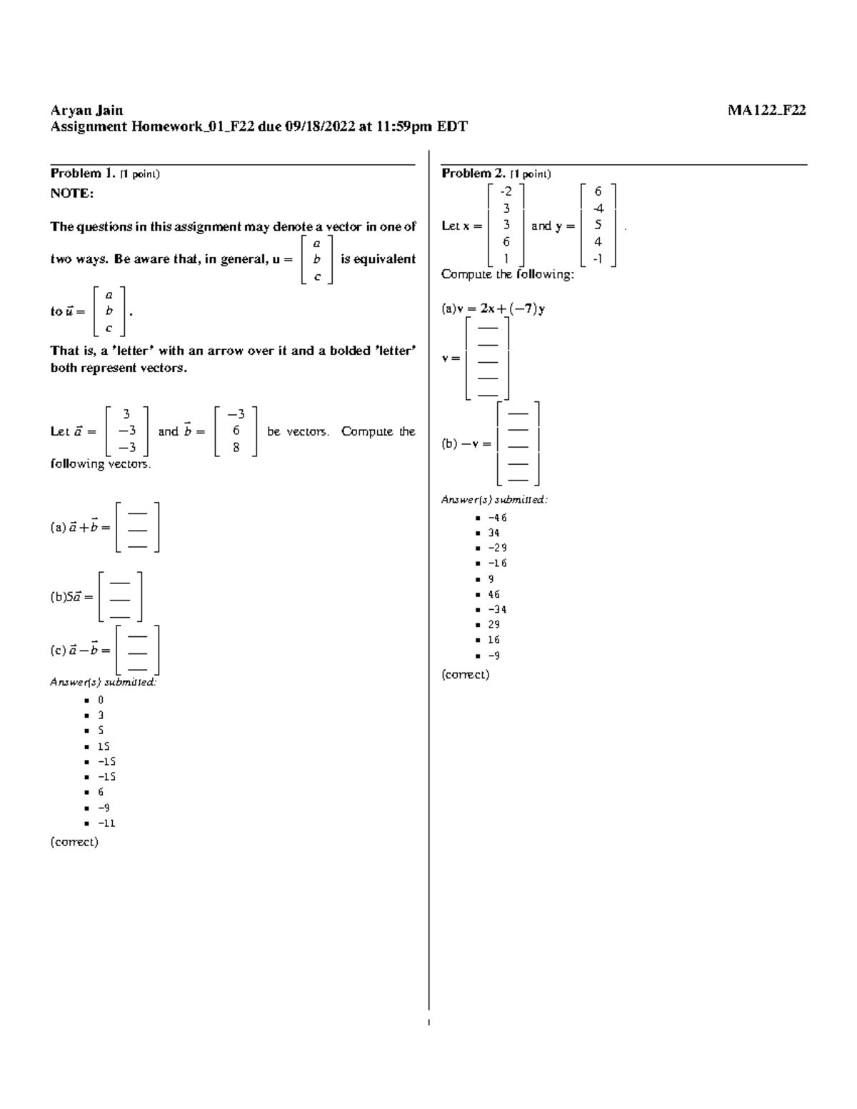 MA122 F22 - webwork - Aryan Jain MA122F Assignment Homework 01 F22 due ...