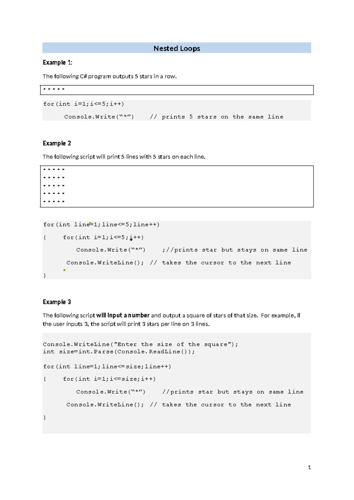 SWDF101 Nested Loops Practical Exercises and Examples - Studocu