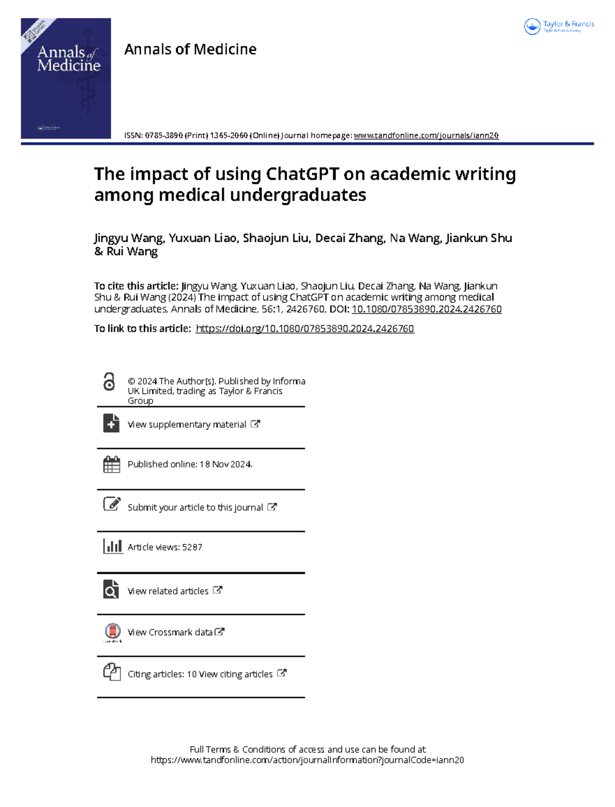 The Impact of ChatGPT on Medical Undergraduates' Academic Writing - Studocu