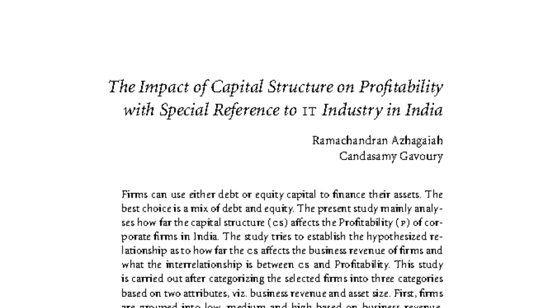 The Impact of Capital Structure on Profitability in IT Firms (MBA 101 ...