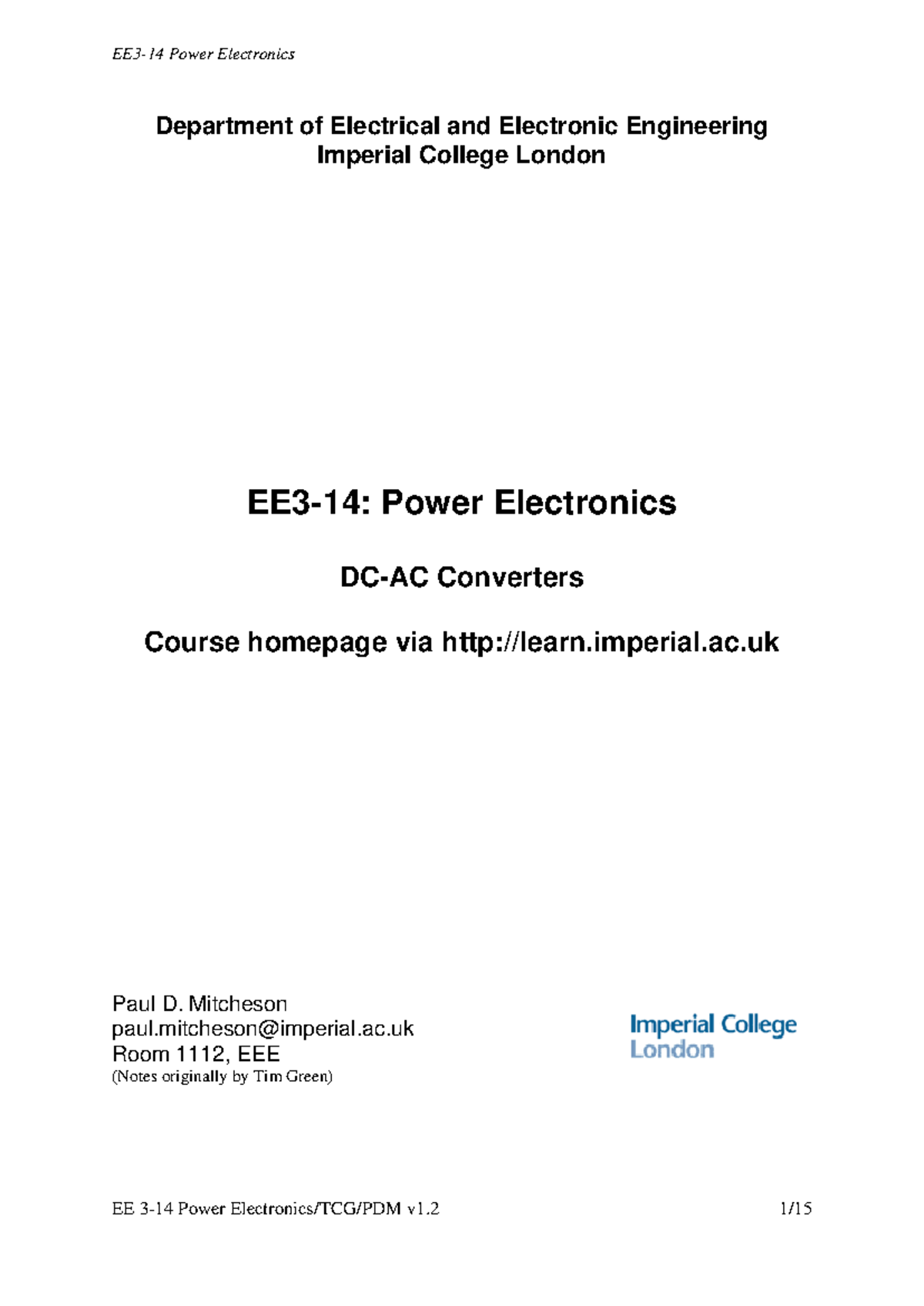 EE3-14 Power Electronics: Chapter 6 - DC/AC Converters Explained - Studocu