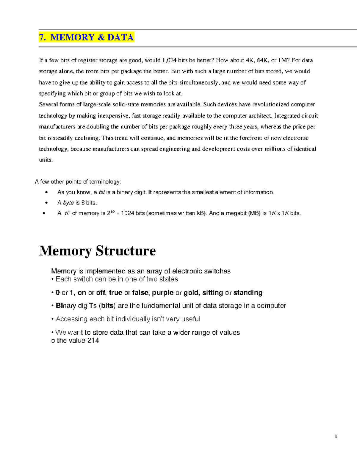 6. Memory Data 2025 - Comprehensive Study Notes on RAM and ROM - Studocu
